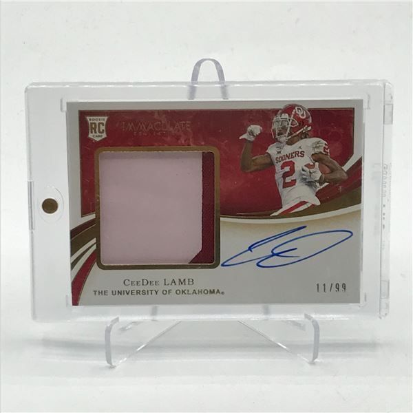 2020 PANINI IMMACULATE COLLECTION COLLEGIATE CEEDEE LAMB SIGNED ROOKIE PATCH TRADING CARD 11/99