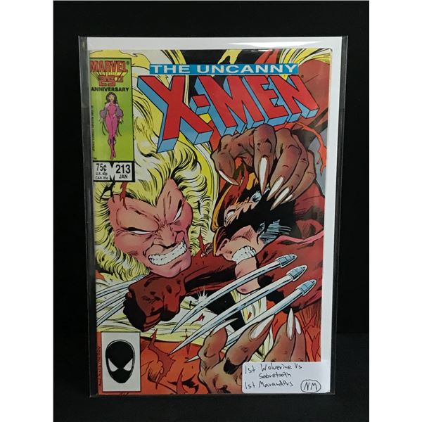 THE UNCANNY X-MEN #213 1ST WOLVERINE VS SABRETOOTH - MARVEL COMICS
