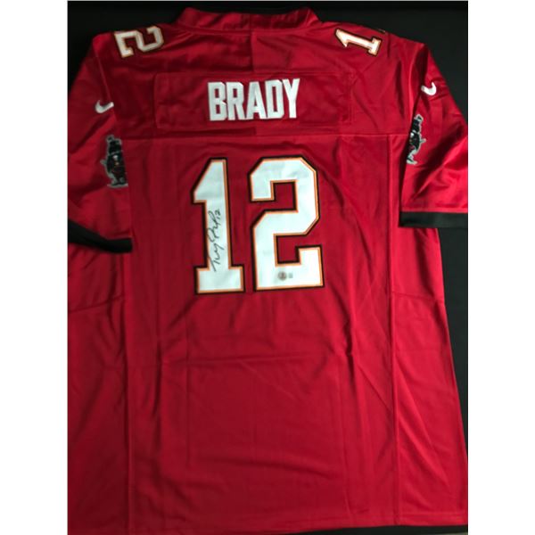TOM BRADY SIGNED TAMPA BAY BUCCANEERS REPLICA FOOTBALL JERSEY - BECKETT COA