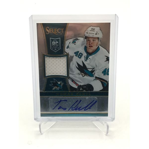 2013-14 PANINI SELECT HOCKEY TOMAS HERTL SIGNED PATCH ROOKIE TRADING CARD