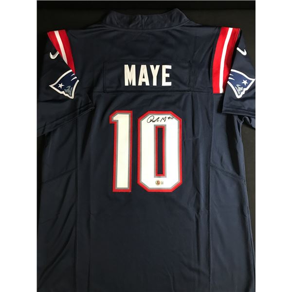 DRAKE MAYE SIGNED NEW ENGLAND PATRIOTS FOOTBALL JERSEY - BECKETT COA