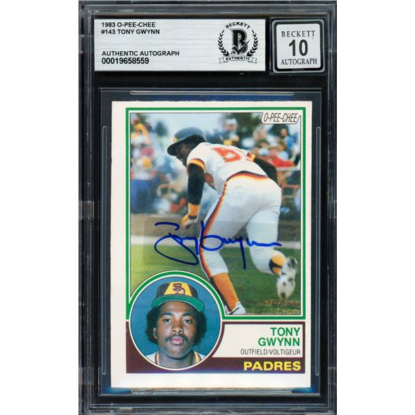 1983 OPC TONY GWYNN SIGNED ROOKIE CARD - BECKETT GRADE 10