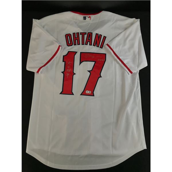 SHOHEI OHTANI SIGNED LOS ANGELES ANGELS REPLICA BASEBALL JERSEY WITH SCRIPTS - BECKETT COA
