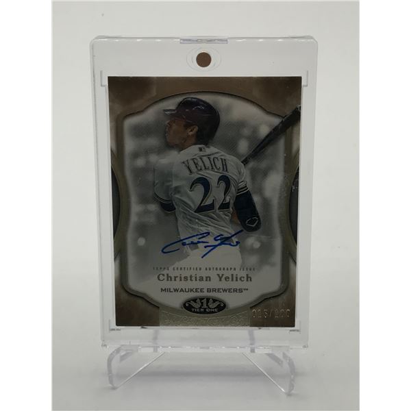 2020 TOPPS TIER ONE BASEBALL CHRISTIAN YELICH SIGNED TRADING CARD 015/100