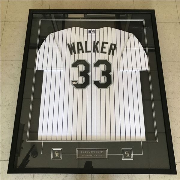 LARRY WALKER SIGNED AND FRAMED COLORADO ROCKIES JERSEY (MLB COA)