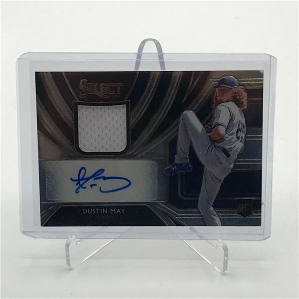 2020 PANINI SELECT BASEBALL DUSTIN MAY SIGNED PATCH ROOKIE TRADING CARD 044/199