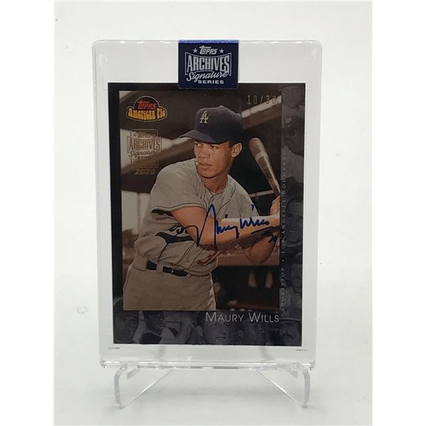 2020 TOPPS ARCHIVE SIGNATURE SERIES MAURY WILLIS SIGNED TRADING CARD 10/30