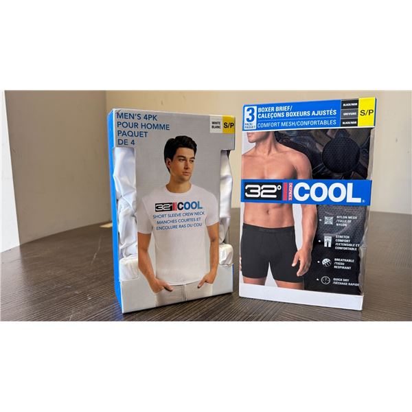 Brand New 32 Degrees Cool Men’s 7-Piece T-Shirts & Boxer Briefs Lot – Size Small
