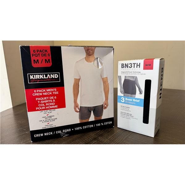 Brand New Men’s 9-Piece T-Shirts & Boxer Briefs Lot – Size Medium