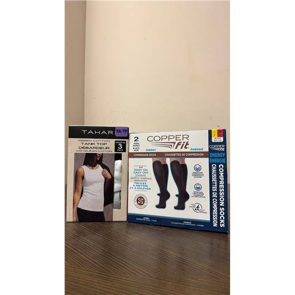 Brand New - Brand New Tahari Ribbed Cotton Tank Tops & Copper Fit Compression Socks – Size 