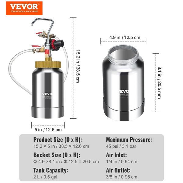 Brand New - Brand New 2L Pneumatic Paint Pressure Pot Spray System – 45 PSI Max
