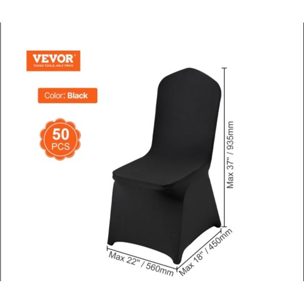 Brand New - Brand New open Box50-Piece Black Stretch Spandex Banquet Chair Covers