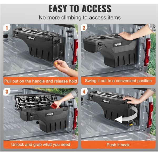 Brand New - Brand New 6.6 Gal Swing-Out Truck Bed Storage Box – Black