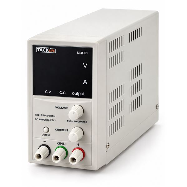 Brand New - Brand New TACKLIFE Adjustable DC Bench Power Supply, 0–30V / 0–5A, Off