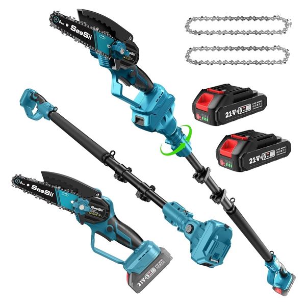 Brand New - Brand New SeeSii 2-in-1 Cordless Pole Saw & 6-Inch Mini Chainsaw