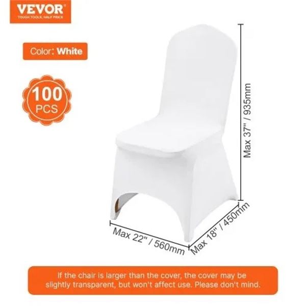 Brand New - Brand New 100-Pack White Stretch Banquet Chair Covers