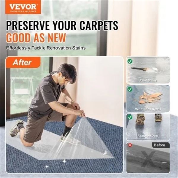 Brand New - Brand New Carpet Protection Film 36” x 200’ Transparent TR-W300-50BP-2