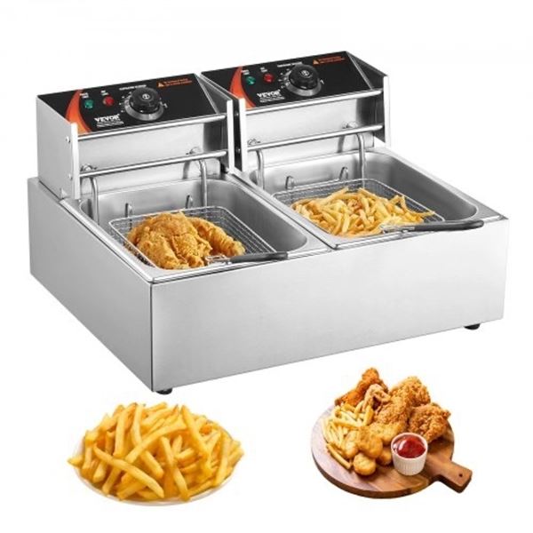 Brand New - Brand New 3000W Dual Tank Commercial Electric Deep Fryer