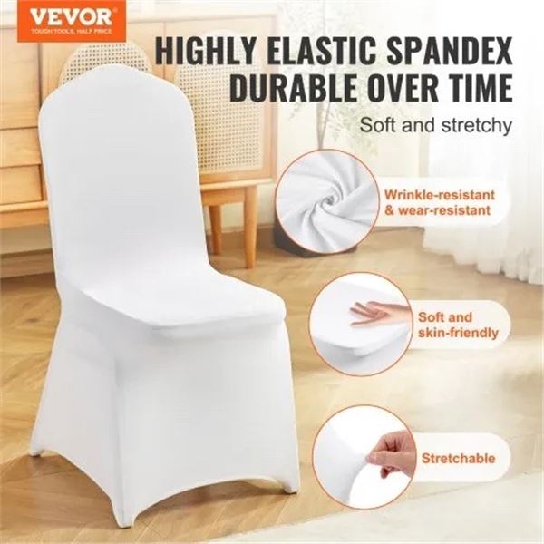 Brand New - Brand New White Stretch Banquet Chair Covers – Set of 12