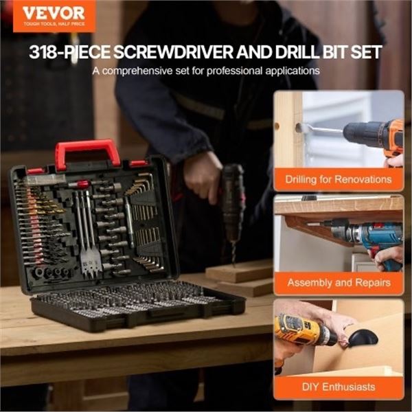 Brand New - Brand New 318-Piece Drill Bit & Screwdriver Bit Set with Carrying Case
