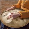 Image 2 : Brand New - Brand New 22-Inch Golden 10-Note Handpan Drum Set with Stand and Carry Bag