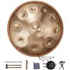 Image 6 : Brand New - Brand New 22-Inch Golden 10-Note Handpan Drum Set with Stand and Carry Bag