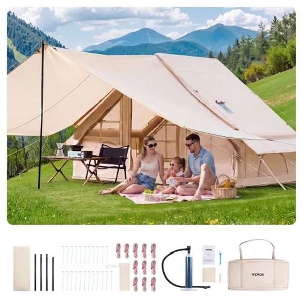 Brand New - Brand New 3–5 Person Inflatable Camping Tent with Canopy & Hand Pump –