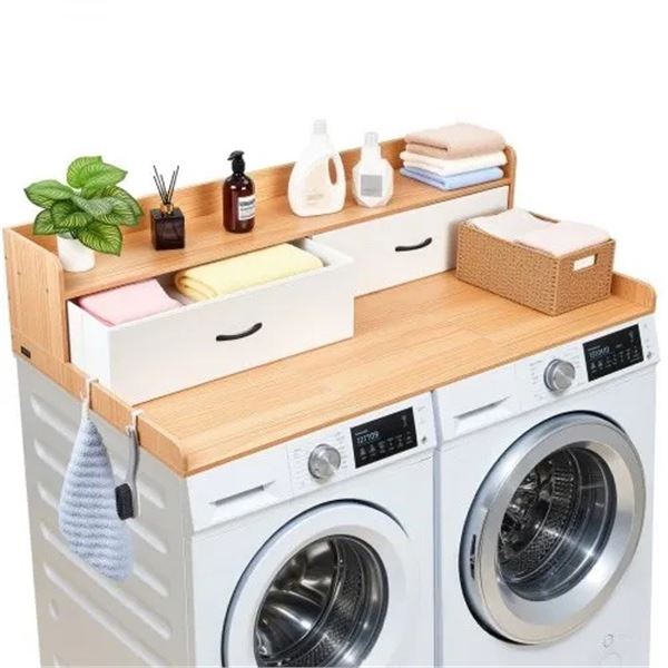 Brand New - Brand New 54-Inch Wooden Washer & Dryer Countertop with Drawers and Storage Shelf [x=#82