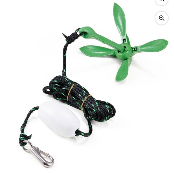 Brand New - Brand New 3.5 lb Folding Kayak Anchor Kit with 26.2 ft Rope, Buoy and Storage Bag