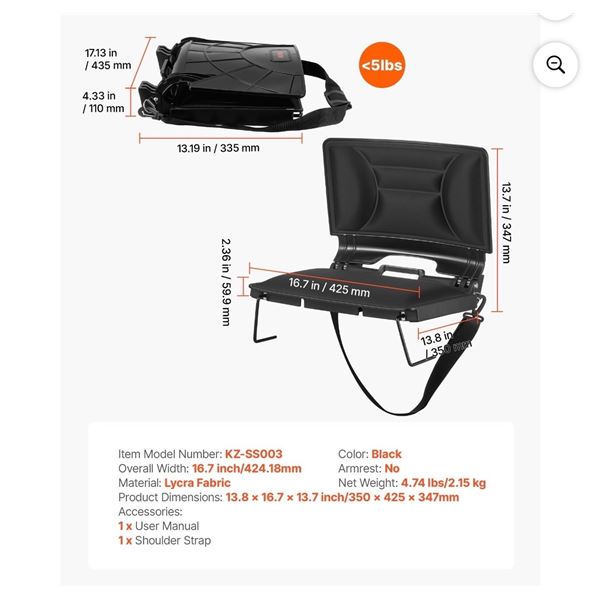 Brand New - Brand New Folding Padded Stadium Seat with Back Support, Cup Holder and Strap –