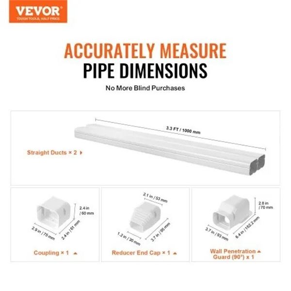 Brand New - Brand New 7.4-Ft Mini Split AC Line Set Cover Kit – White