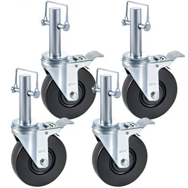 Brand New - Brand New 5-Inch Heavy-Duty Scaffold Caster Wheels with Brakes – Set of 4
