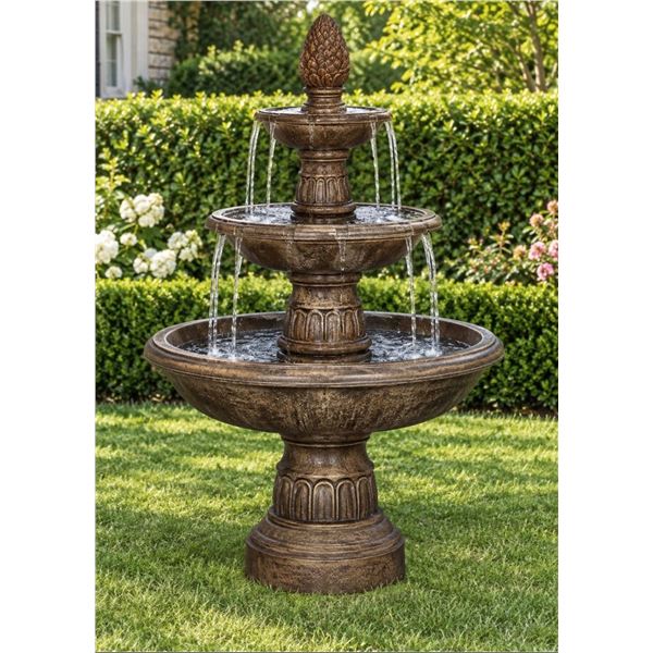 Brand New - Brand New SeaSunStar Large 3-Tier Pineapple Outdoor Water Fountain – MZ11845GA