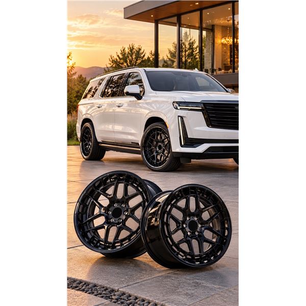 Brand New - Lot of 2 Brand New 22” Custom Forged Gloss Black Wheels – 6x139.7