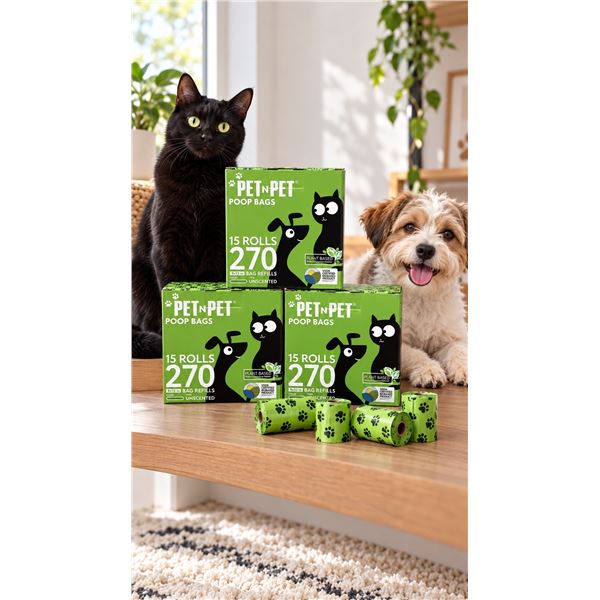 Brand New - Lot of 3 Brand New PET N PET Unscented Poop Bags – 810 Bags Total
