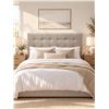 Image 3 : Customer returned looks new - Queen-Size Upholstered Tufted Headboard – Light Gre