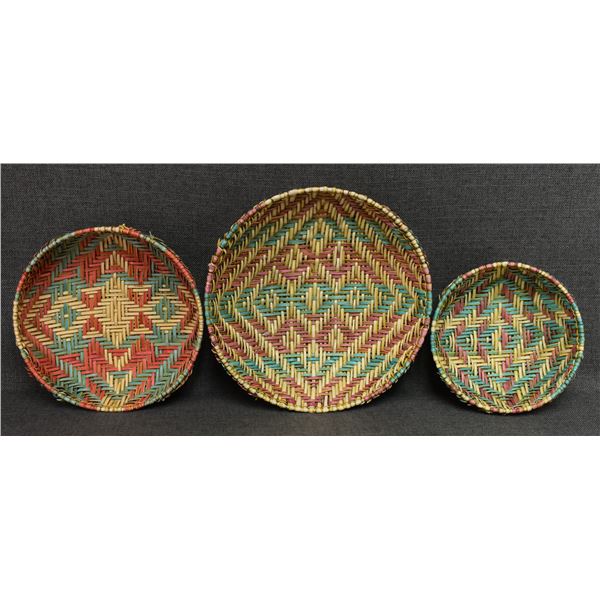 THREE HOPI SIFTER BASKETS