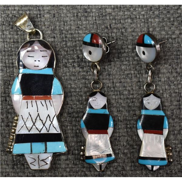 ZUNI EARRINGS AND PENDANT (JOYCE WATSETA)