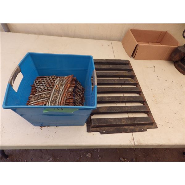strip nails for air nailer and cast metal grate