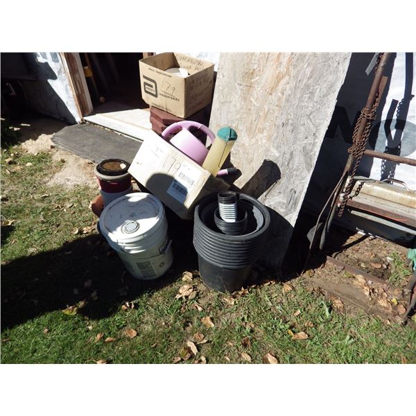 garden pots , watering cans etc