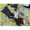Image 2 : round glass  topped patio table and 2 chairs