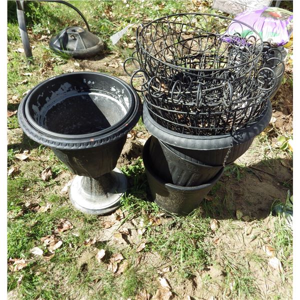 plant hangers and garden pots