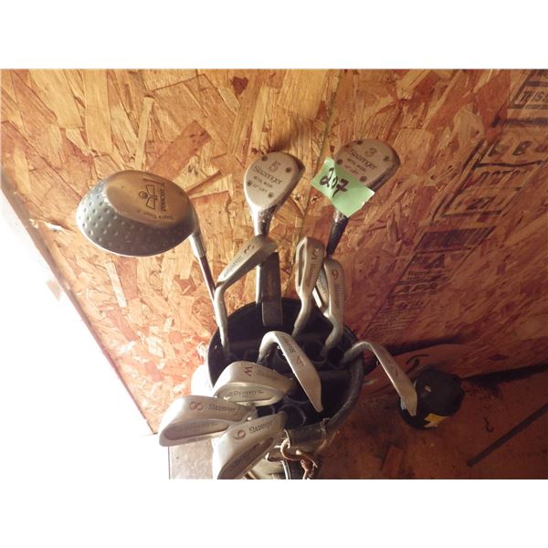 golf clubs and bag