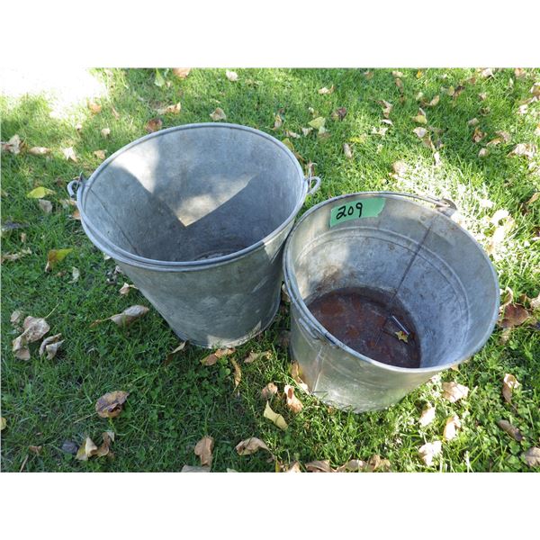 lot of two galvanized pails