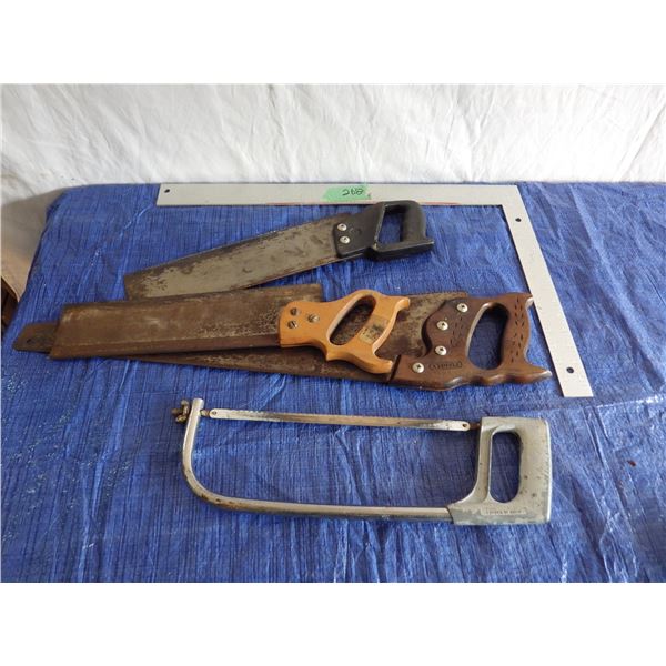hand tools including saws and framing square