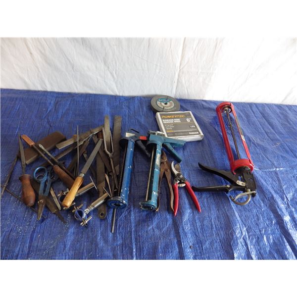 caulking guns and metal files etc