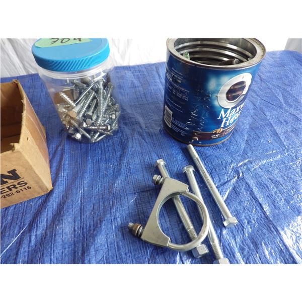 lag bolts, muffler clamp. Bolts, cement anchors