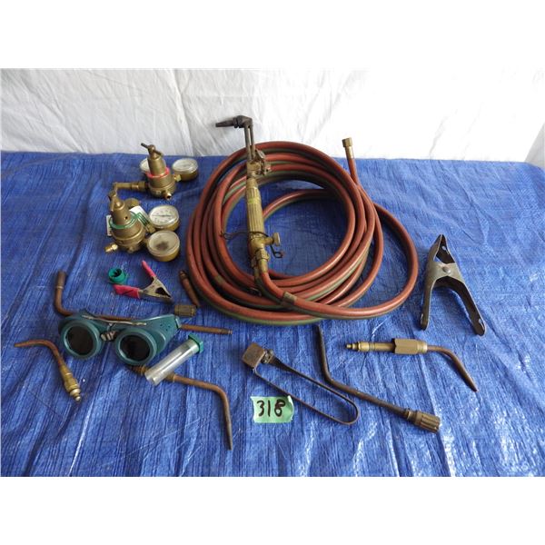 oxyacetylene cutting torch with gauges etc