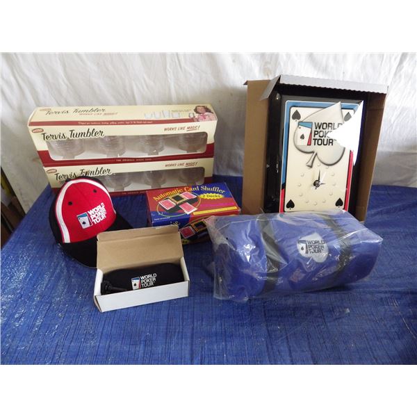 World Poker Tour: Clock, card shuffler, Insulated cooler, Folding poker table & MORE