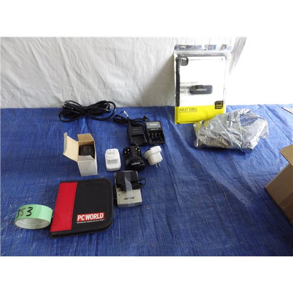 various battery chargers and computer parts etcetera